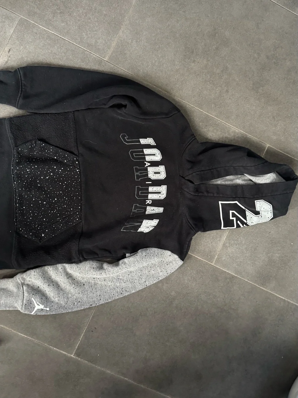 Jordan Black & Gray Zip-Up Hoodie with Number Graphic